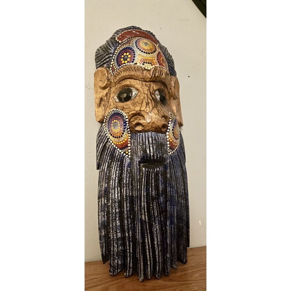 Carved Wooden Bearded Man, Face Decor Australia, - Picture 2 of 4